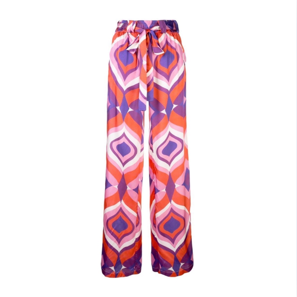 Alexis Kwan Geometric Wide-Leg Pants In Pink